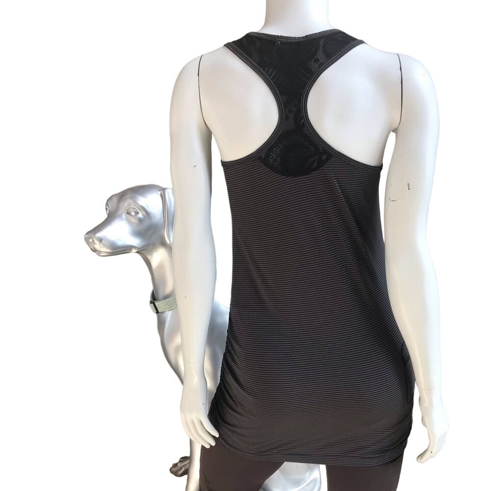Merrell Deveau Gray Black Ruched Long Racerback Tank Top Women’s Size XS